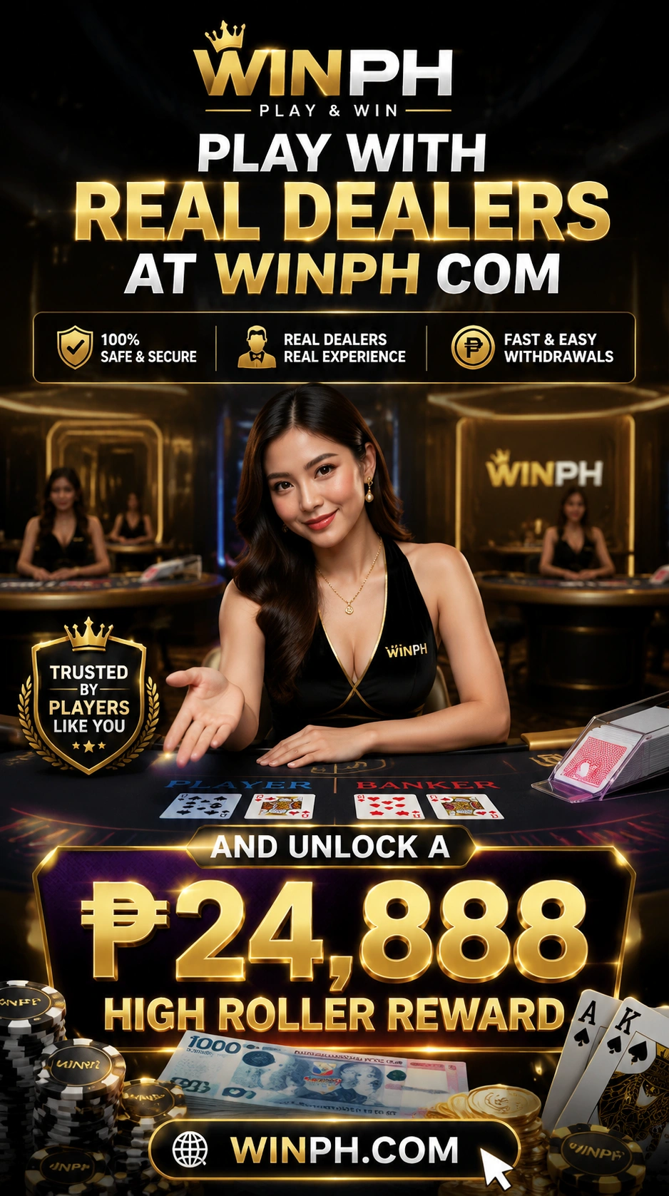 Winph live casino mobile screen at registration